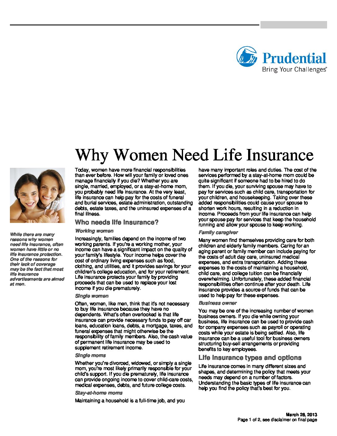 Why Women Need Life Insurance